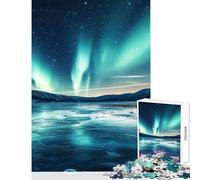 Puzzle da 1000 pezzi per adulti con l'aurora boreale su un lago ghiacciato Gioco interattivo che migliora la memoria ideale per la decorazione della casa e come regalo per amici e familiari (38x52cm)