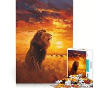 Puzzle da 1000 pezzi per adulti con leone al tramonto gioco divertente interazione genitore-figlio ogni pezzo è unico 38x26cm