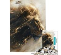 Puzzle da 1000 pezzi per adulti con leone arte digitale oro giochi rilassanti giocattoli educativi opere d'arte regalo per vacanze a casa per passare il tempo (dimensioni 38x52cm)