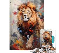 Puzzle da 1000 pezzi per adulti con leone che cammina nella pittura Aiuta ad allenare il cervello e a migliorare la memoria Gioco educativo per maggiori di 14 anni (50x75cm)