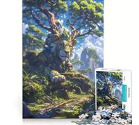 Puzzle da 1000 pezzi per adulti con leone custode del tempio magico gioco per famiglie decorazione per la casa adatto per la decorazione della scrivania 38x52cm