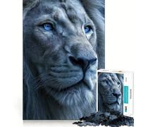 Puzzle da 1000 pezzi per adulti con leone dagli occhi azzurri,bordi netti,gioco di logica,gioco di ozio,decorazione natalizia 50x75cm
