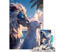 Puzzle da 1000 pezzi per adulti con leone e romanticismo gioco educativo giocattolo didattico regalo per compleanni decorazione perfetta (dimensioni 38x52cm)