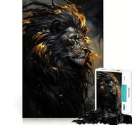 Puzzle da 1000 pezzi per adulti con leone nero e decorazioni dorate,ideale per stimolare la mente,creare un'atmosfera rilassante e piacevole,perfetto come regalo per le festività 38x26cm