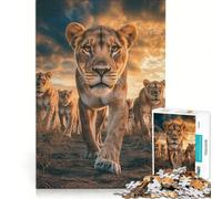 Puzzle da 1000 pezzi per adulti con leone tramonto e passeggiata gioco impossibile interazione genitore-figlio lista dei desideri con Babbo Natale 38x52cm