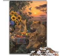 Puzzle da 1000 pezzi per adulti con leoni africani e picnic Puzzle da 1000 pezzi per un'idea regalo per le feste, opera d'arte umoristica, opera d'arte dettagliata (dimensioni 50x75cm)