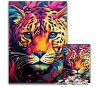 Puzzle da 1000 pezzi per adulti con leopardo giallo e rosa, in cartone, rilassante e divertente, perfetto regalo di Natale e decorazione per la casa, 26X38CM/10,23x14,96 pollici.