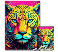 Puzzle da 1000 pezzi per adulti con leopardo giallo e rosa. Perfetto per Halloween, Natale, regalo di compleanno. Dimensioni: 50x75CM/19,68x29,52 pollici.