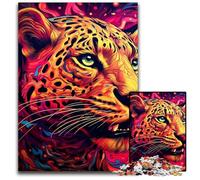 Puzzle da 1000 pezzi per adulti con leopardo giallo e rosa. Puzzle per adulti ideali per gli innamorati, Capodanno e San Valentino, 50x75CM/19,68x29,52 pollici.
