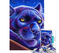 Puzzle da 1000 pezzi per adulti con leopardo nero e tema osservazione delle stelle Gioco divertente e antistress per genitori e figli (dimensioni 50x75cm)