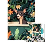 Puzzle da 1000 pezzi per adulti con levriero in vasca da bagno Giocattolo avvincente per coltivare la pazienza Gioco pratico donne Opera d'arte (Dimensioni 38x26cm)