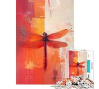 Puzzle da 1000 pezzi per adulti con libellula rossa e dipinto astratto gioco intellettuale per famiglie assemblaggio di modelli ottimo regalo e giocattolo (dimensioni 38x52cm)