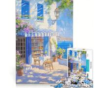 Puzzle da 1000 pezzi per adulti con libreria mediterranea e patio gioco interattivo attività divertenti da fare a casa ideale come regalo per tutta la famiglia 50x75cm