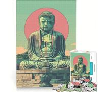 Puzzle da 1000 pezzi per adulti con l'immagine del Buddha a Kamakura, gioco interattivo, taglio di precisione, regalo di compleanno, 38x26cm