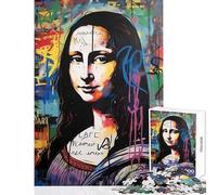 Puzzle da 1000 pezzi per adulti con l'immagine della Gioconda e dei graffiti di Banksy Gioco pratico di analisi e logica antistress ideale come decorazione per la scrivania (38x26cm)