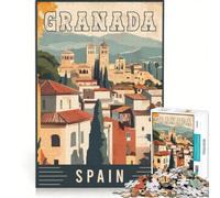 Puzzle da 1000 pezzi per adulti con l'immagine di Granada, in Spagna, gioco rompicapo, divertente antistress, ogni pezzo è unico 50x75cm