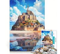 Puzzle da 1000 pezzi per adulti con l'immagine di Mont Saint Michel giocattolo fai-da-te per divertimento in famiglia per rafforzare l'amore tra le coppie 50x75cm
