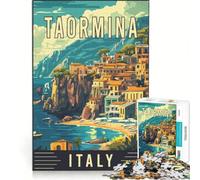 Puzzle da 1000 pezzi per adulti con l'immagine di Taormina, Italia, gioco interattivo, allena la mente e la manualità, ogni pezzo è unico 38x26cm