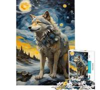 Puzzle da 1000 pezzi per adulti con l'immagine di Wolf Van Gogh Puzzle rilassante di analisi e logica impegnativo e stimolante (dimensioni 38x52cm)