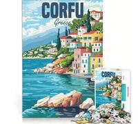Puzzle da 1000 pezzi per adulti con l'isola di Corfù, Grecia, gioco pratico, antistress, compleanno e Natale 38x52cm