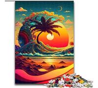 Puzzle da 1000 pezzi per adulti con litorale psichedelico,realizzato in legno per il divertimento in famiglia durante i compleanni,Natale,50x75cm,coinvolgente attività di gioco per la famiglia