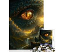 Puzzle da 1000 pezzi per adulti con lo sguardo del drago su un paesaggio fantasy decorazione per la casa giocattoli fantastici regali e giochi gioco pratico ogni pezzo è unico - dimensioni 50x75cm