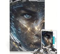 Puzzle da 1000 pezzi per adulti con l'occhio di un astronauta e le luci della città che si riflettono, antistress, sfida impegnativa, ideale come regalo per tutta la famiglia 38x52cm