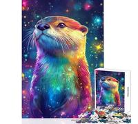 Puzzle da 1000 pezzi per adulti con lontra arcobaleno nello spazio Gioco pratico di analisi e logica antistress ideale per rafforzare l'amore tra le coppie (50x75cm)