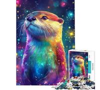 Puzzle da 1000 pezzi per adulti con lontra arcobaleno nello spazio Gioco rilassante e antistress per adulti ideale per attività divertenti da fare a casa (dimensioni: 38x26cm)