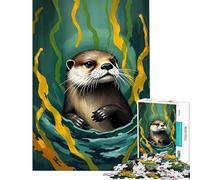 Puzzle da 1000 pezzi per adulti con lontra tra le alghe gioco educativo e stimolante ideale per la decorazione della casa e come regalo (dimensioni 38x26cm)