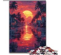 Puzzle da 1000 pezzi per adulti con luna al neon colorata, in legno, idea regalo per le feste, opera d'arte umoristica, opera d'arte dettagliata 50x75cm per compleanno, festa, Natale, Halloween