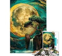 Puzzle da 1000 pezzi per adulti con luna dorata e albero della vita ideale come regalo Un gioco divertente che migliora la memoria e stimola la memoria Dimensioni: 50x75cm