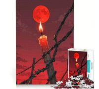 Puzzle da 1000 pezzi per adulti con luna rossa candela e filo spinato gioco interattivo decorazione da parete adatto anche per la scrivania 38x52cm