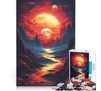 Puzzle da 1000 pezzi per adulti con luna rossa gioco educativo migliora la memoria compleanno e Natale 38x52cm