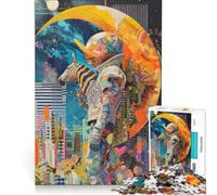Puzzle da 1000 pezzi per adulti con l'uomo colorato, la luna e la zebra, decorazione da parete, attività per la famiglia, lista dei desideri con Babbo Natale 50x75cm