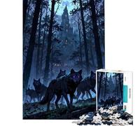 Puzzle da 1000 pezzi per adulti con lupi e castello Attività divertenti da fare a casa Un'opera d'arte un rompicapo per ragazzi dai 14 anni in su (38x52cm)