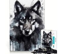 Puzzle da 1000 pezzi per adulti con lupo dipinto ad acquerello,gioco di memoria divertente,componenti robusti e ben definiti, alleviare lo stress (50x75cm)