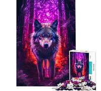 Puzzle da 1000 pezzi per adulti con lupo e foresta oscura giocattolo antistress regalo di compleanno o per tutta la famiglia (dimensioni 38x52cm)