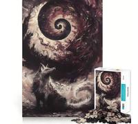 Puzzle da 1000 pezzi per adulti con lupo e galassia a spirale,gioco di memoria,incastro perfetto,compatto e divertente per tutta la famiglia (38x26cm)
