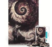 Puzzle da 1000 pezzi per adulti con lupo e galassia a spirale,ideale per un gioco divertente e rilassante,con taglio laser di alta qualità Dimensioni 38x52cm