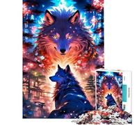 Puzzle da 1000 pezzi per adulti con lupo e paesaggio giapponese impegnativo da completare attività per famiglie gioco educativo per maggiori di 14 anni (50x75cm)