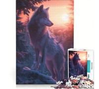 Puzzle da 1000 pezzi per adulti con lupo e tramonto elegante gioco divertente allena la mente e la mano ideale come regalo per tutta la famiglia 50x75cm