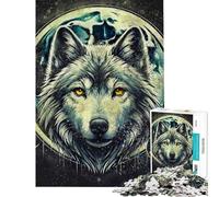 Puzzle da 1000 pezzi per adulti con lupo estetica scura e luna gioco pratico per adulti decorazione per la casa ideale come regalo (dimensioni 50x75cm)