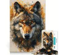 Puzzle da 1000 pezzi per adulti con lupo in stile boho acquerellato,gioco di memoria divertente con componenti robusti e ben definiti, alleviare lo stress (38x26cm)