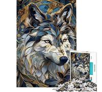 Puzzle da 1000 pezzi per adulti con lupo in un disegno floreale gioco pratico divertente e spiritoso regalo di compleanno regalo (Dimensioni 50x75cm)