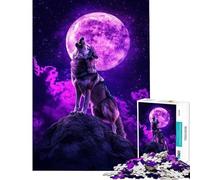 Puzzle da 1000 pezzi per adulti con lupo luna notte ululato sfida per l'intelligenza giocattolo avvincente giochi divertenti per tutta la famiglia opera d'arte regalo (dimensioni 38x52cm)