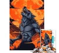 Puzzle da 1000 pezzi per adulti con lupo mannaro e luna ululante ideale per compleanni e Natale divertimento in famiglia giocattolo antistress per ragazzi dai 14 anni in su 38x52cm