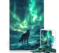 Puzzle da 1000 pezzi per adulti con lupo nero ululante e bordi netti,gioco di logica,gioco di inattività,decorazione natalizia 38x26cm