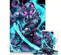 Puzzle da 1000 pezzi per adulti con lupo samurai guerriero,ideale per un gioco divertente e rilassante,con taglio laser di alta qualità (38x52cm)