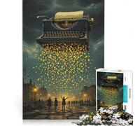 Puzzle da 1000 pezzi per adulti con macchina da scrivere vintage pioggia di carta e strada acciottolata gioco per famiglie stimolante da completare per rafforzare l'amore tra le coppie 50x75cm